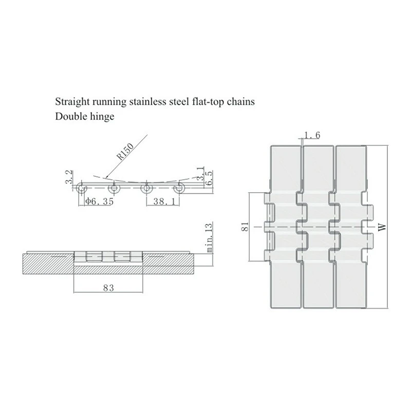 Stainless Steel Flat-top Chains Double Hinge suppliers
